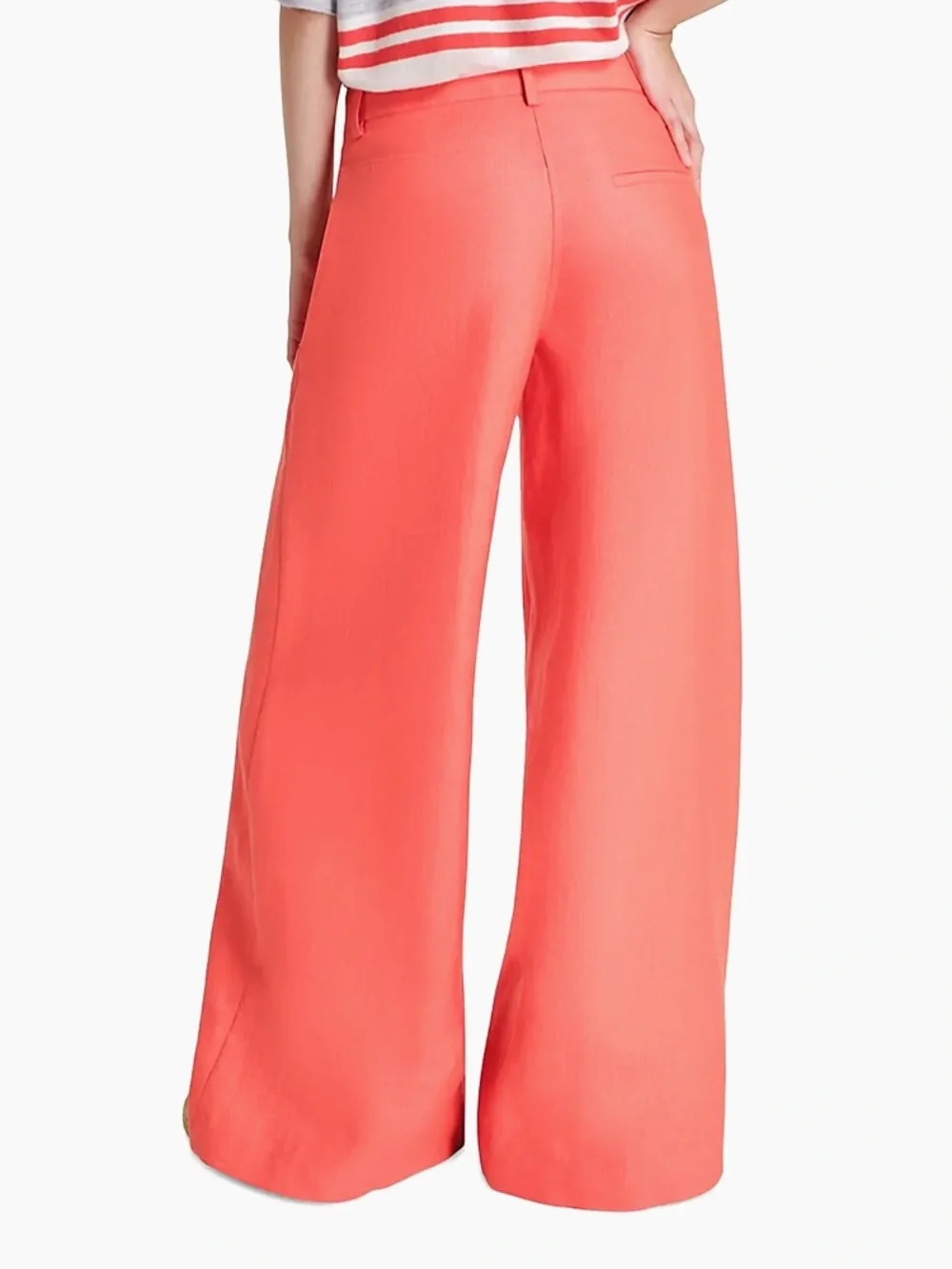 NWOT TWP Dees Cotton-Linen Wide-Leg Trousers Size 4 Poppy Color - Picture 2 of 7